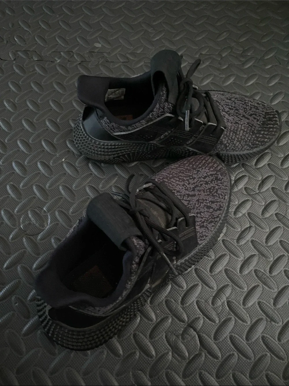 adidas Kids All-Black Knit Lace-Up Sneakers